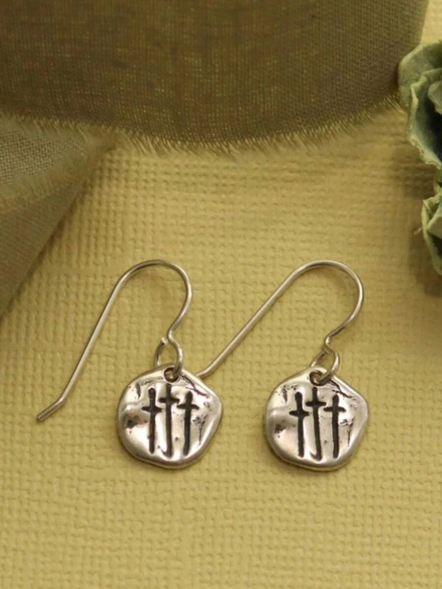 Vintage Silver Asymmetrical Drop Earrings