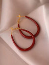 Red Drip Glaze Teardrop Hoop Earrings