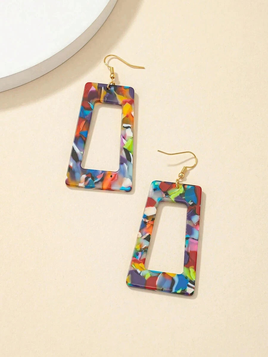 Colorful Geometric Square Drop Earrings
