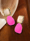 Burgundy Asymmetrical Square Earrings