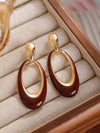 Burgundy Oval Drop Earrings