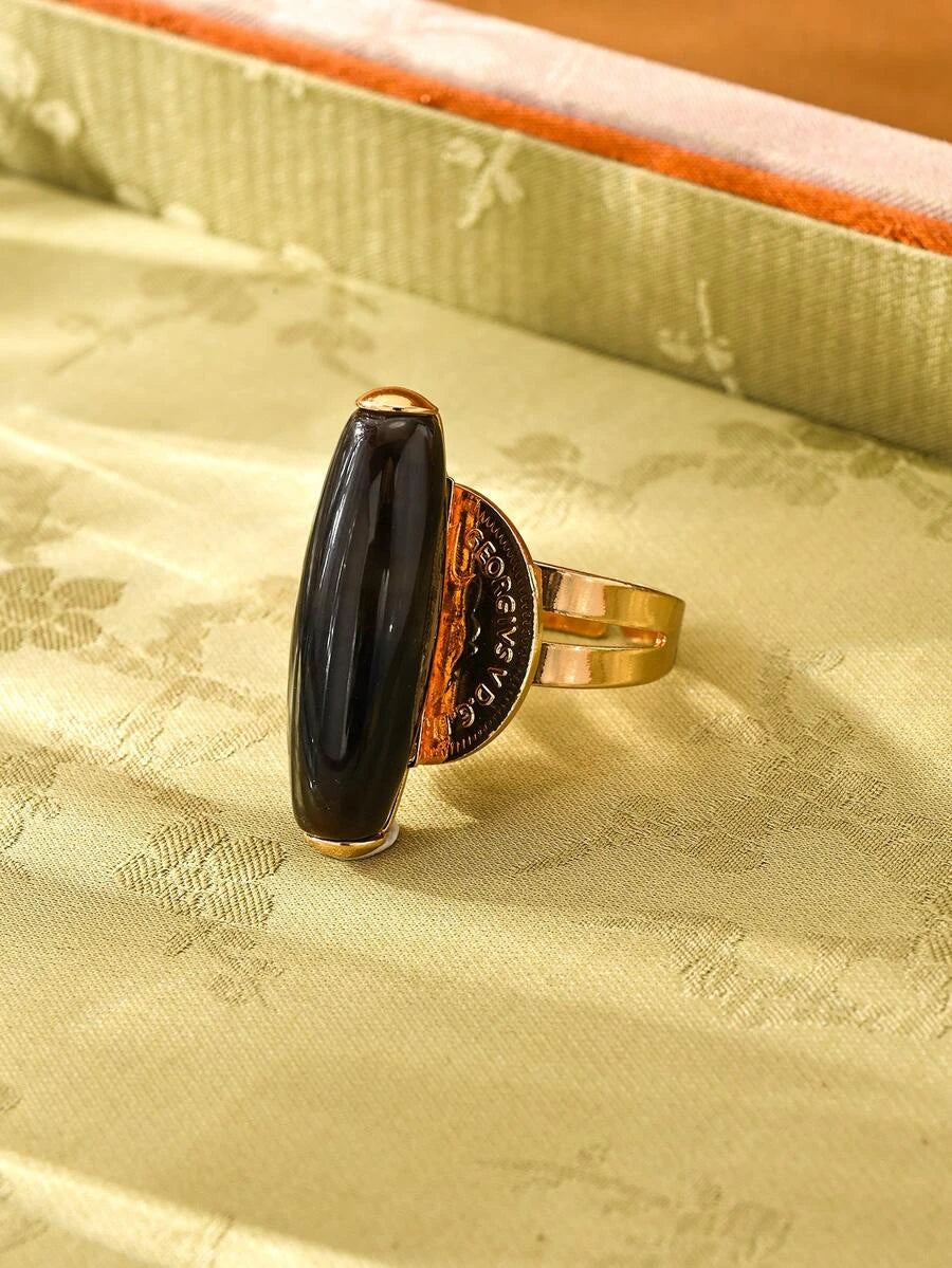Bohemian Agate Gold Ring