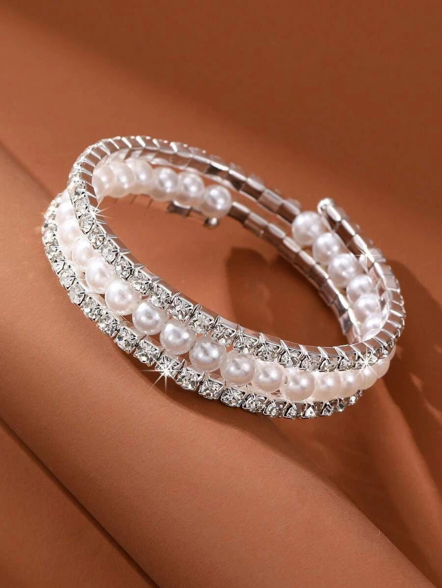 Faux Pearl Rhinestone Jewelry