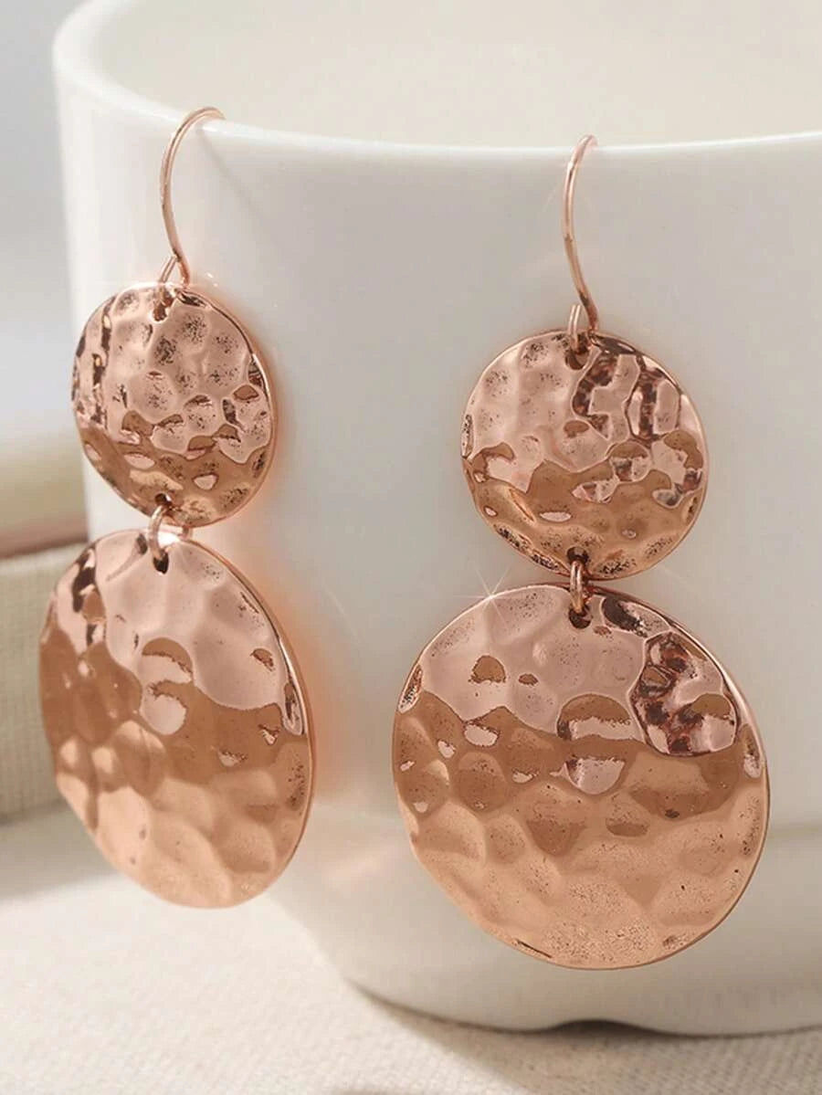 Large Hammered Copper Earrings