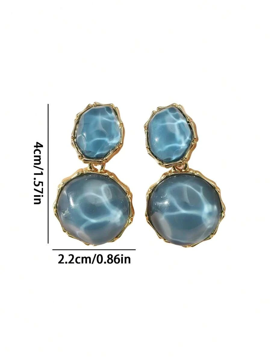 Asymmetric Green Wave Drop Earrings
