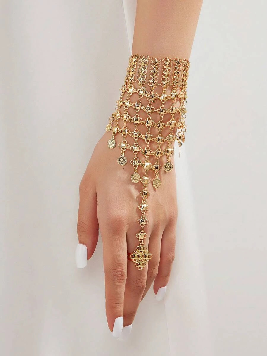 Gold Plated Boho Finger Bracelet