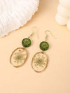 Dried Flower Resin Oval Earrings