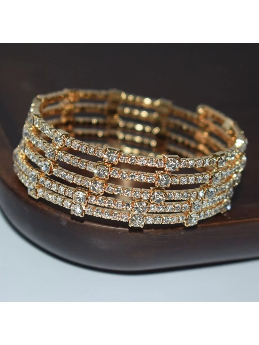 Rhinestone Wrapped Open Cuff Bracelet