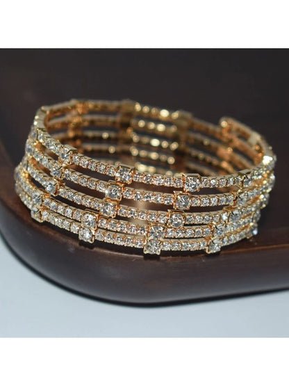 Rhinestone Wrapped Open Cuff Bracelet