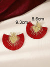 Vintage Heart Fan Tassel Earrings