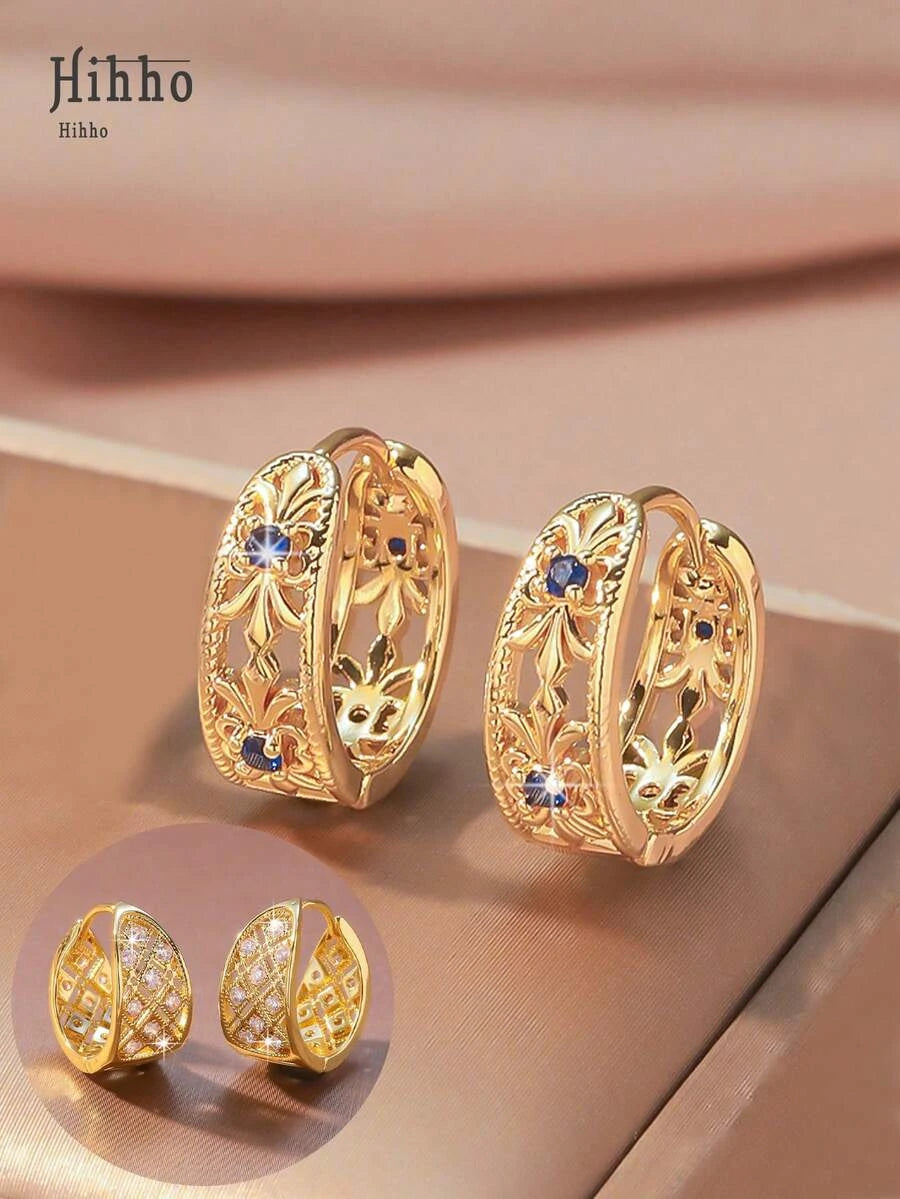 Vintage Hollow Geometric Circular Earrings