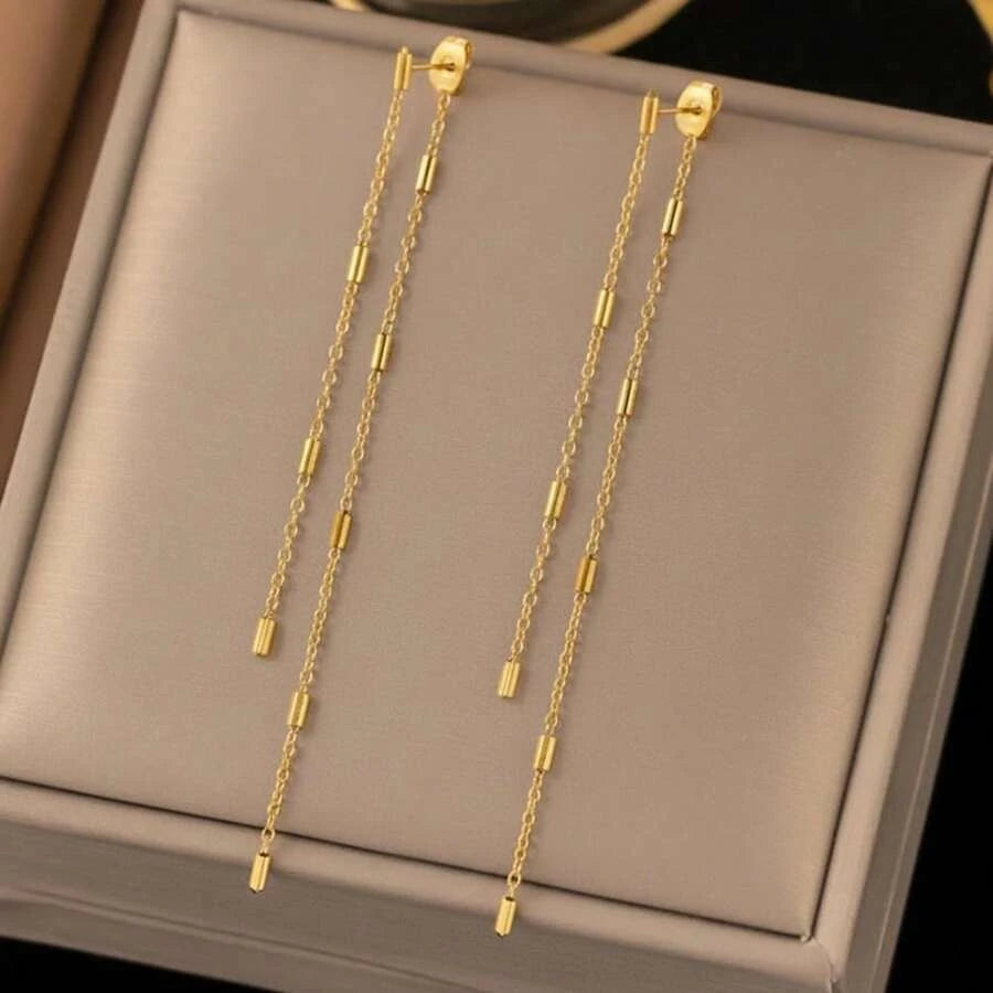 Minimalist Tassel Chain Pendant Earrings