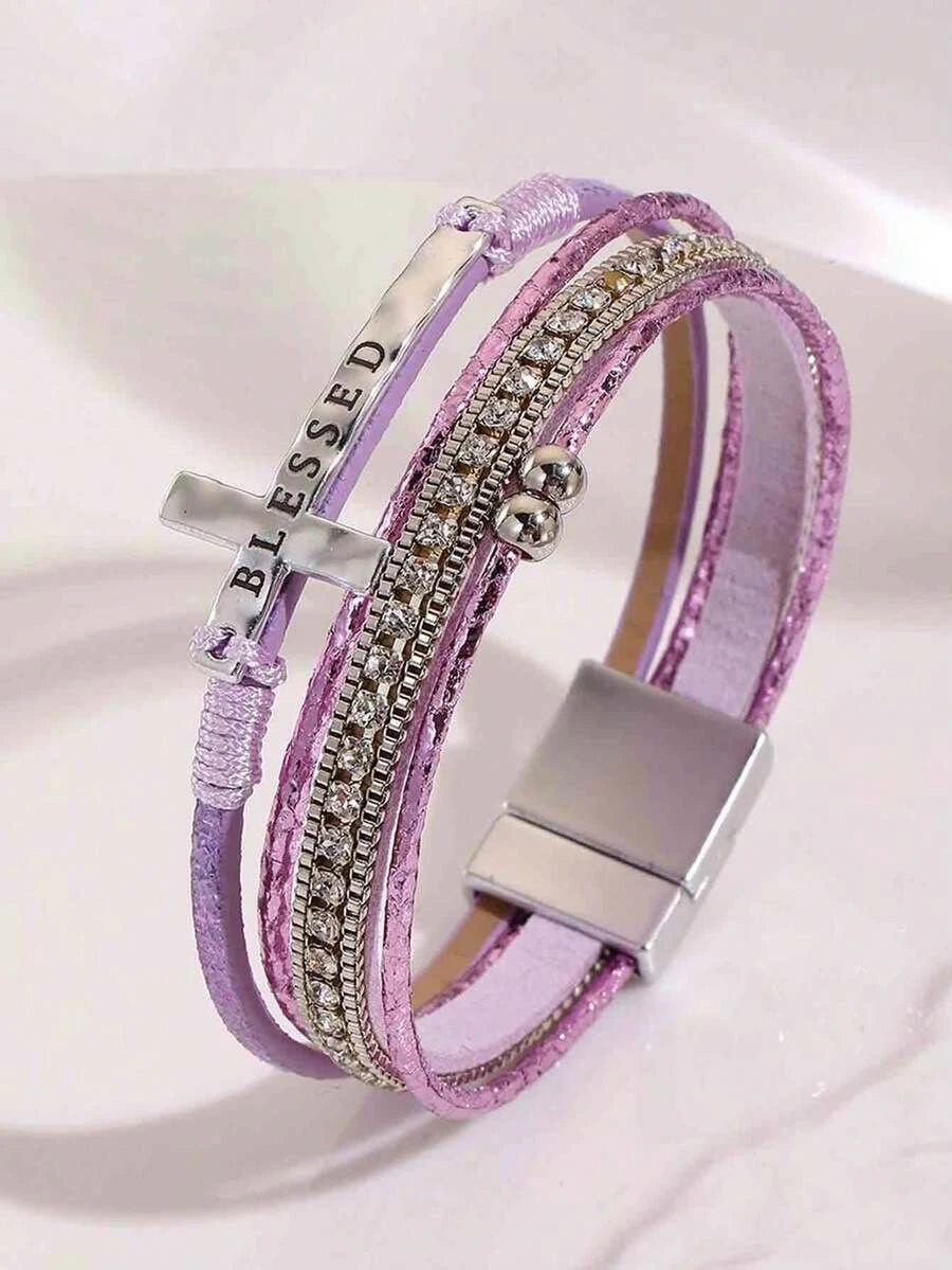 Bohemian PU Leather Cross Bracelet