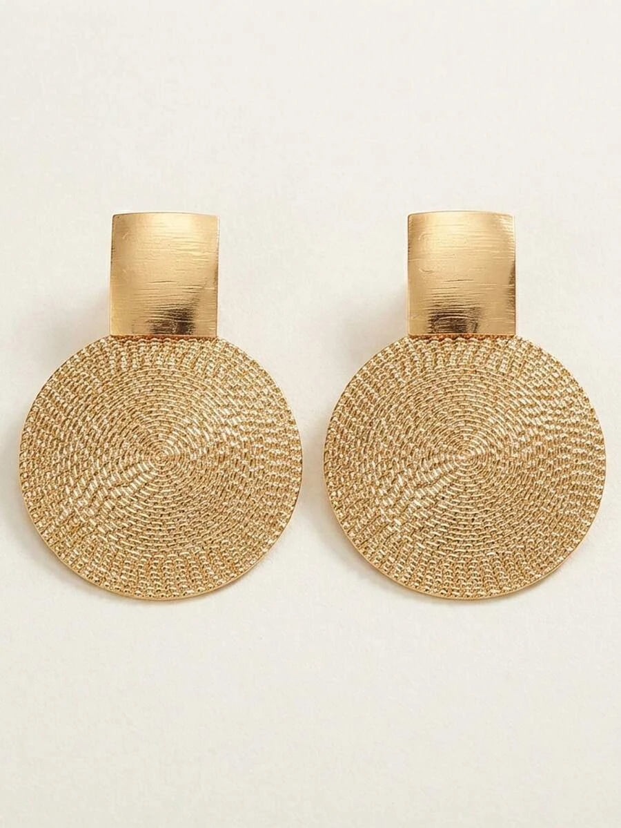 Geometric Disc Patchwork Statement Earrings