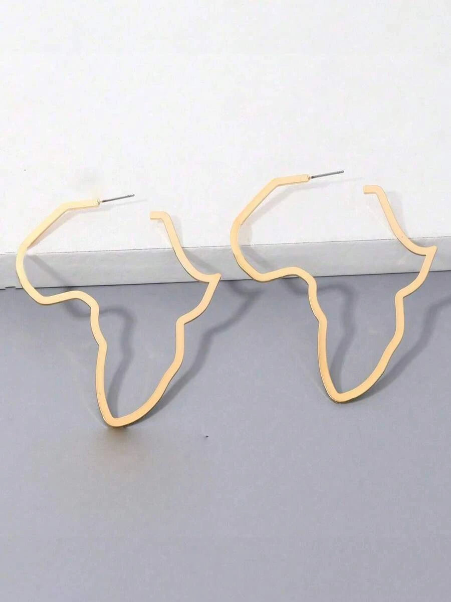 Exaggerated African Map Alloy Earrings