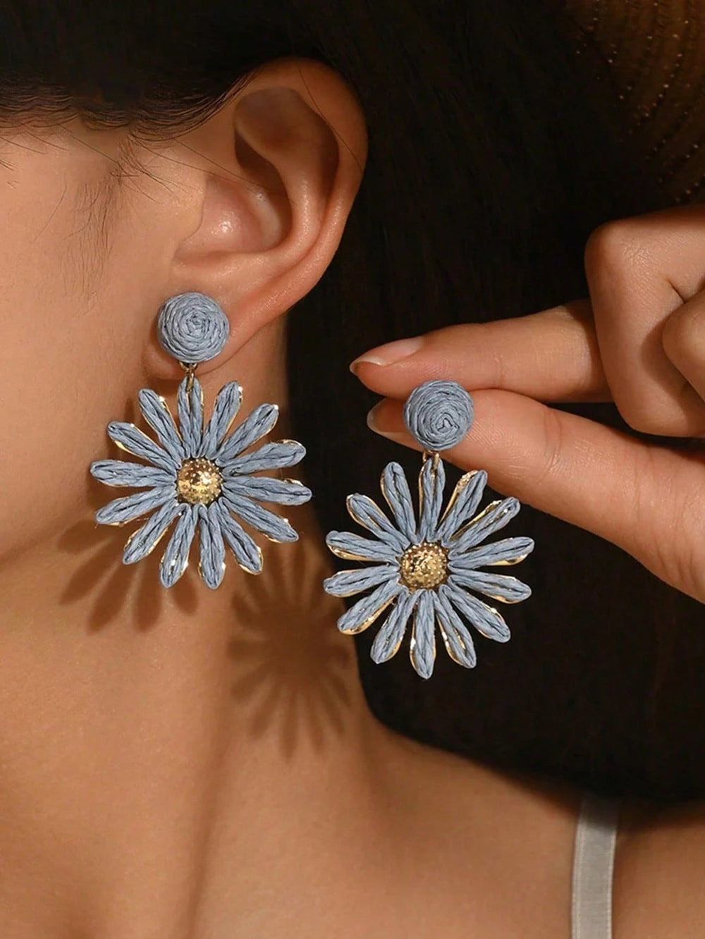 Handmade Raffia Sunflower Earrings