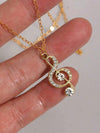 Rhinestone Music Note Necklace
