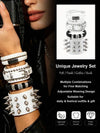 Punk Studded Faux Leather Bracelet Set