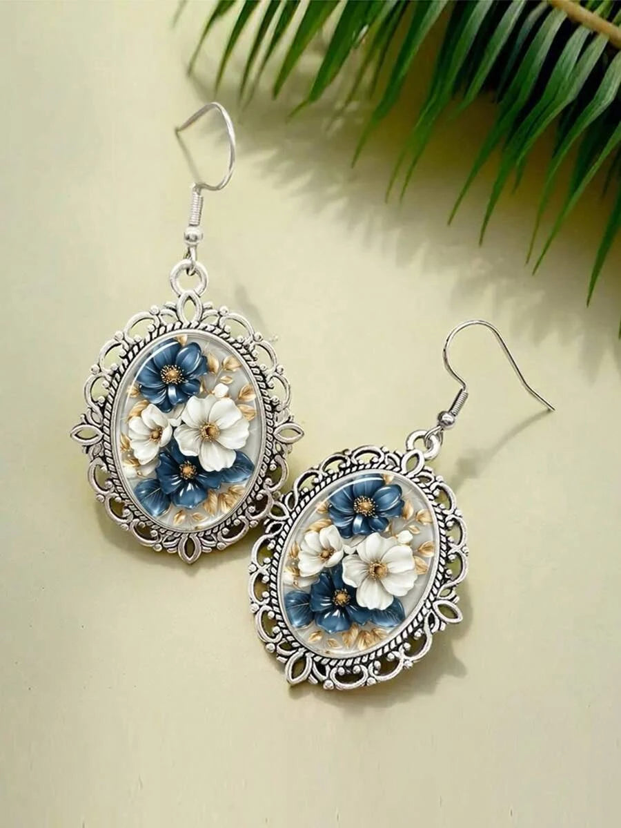 Vintage Floral Teardrop Earrings