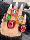 Colorful Asymmetrical Bubble Resin Ring