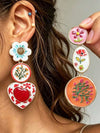 Vintage French Style Heart Moon Drop Earrings