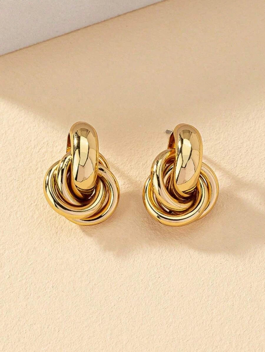 Geometric Double Circle Stud Earrings