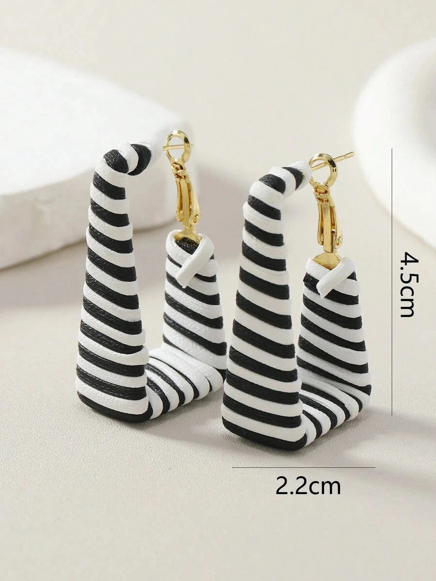 Bohemian Black Zebra Earring Studs
