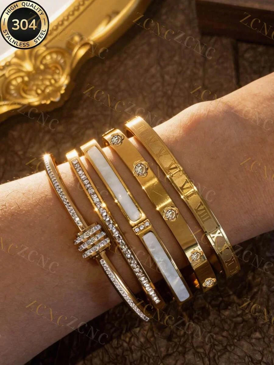 Personalized Multi-Color Stainless Steel Bracelet Set