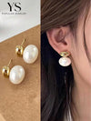 Gold Plated Faux Pearl Stud Earrings