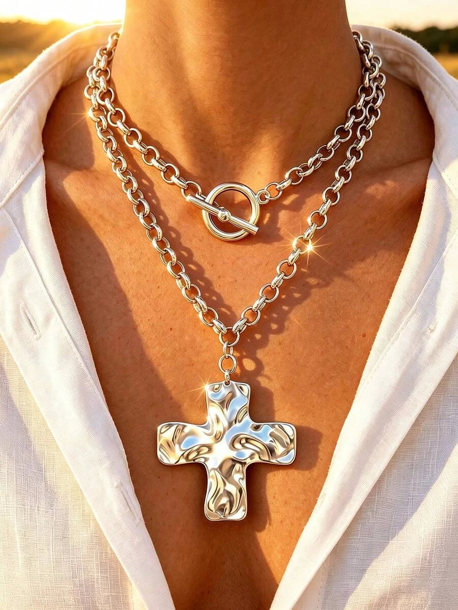 Vintage Bohemian Silver Layered Necklace Set