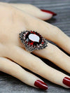 Retro Oval Garnet Engagement Ring