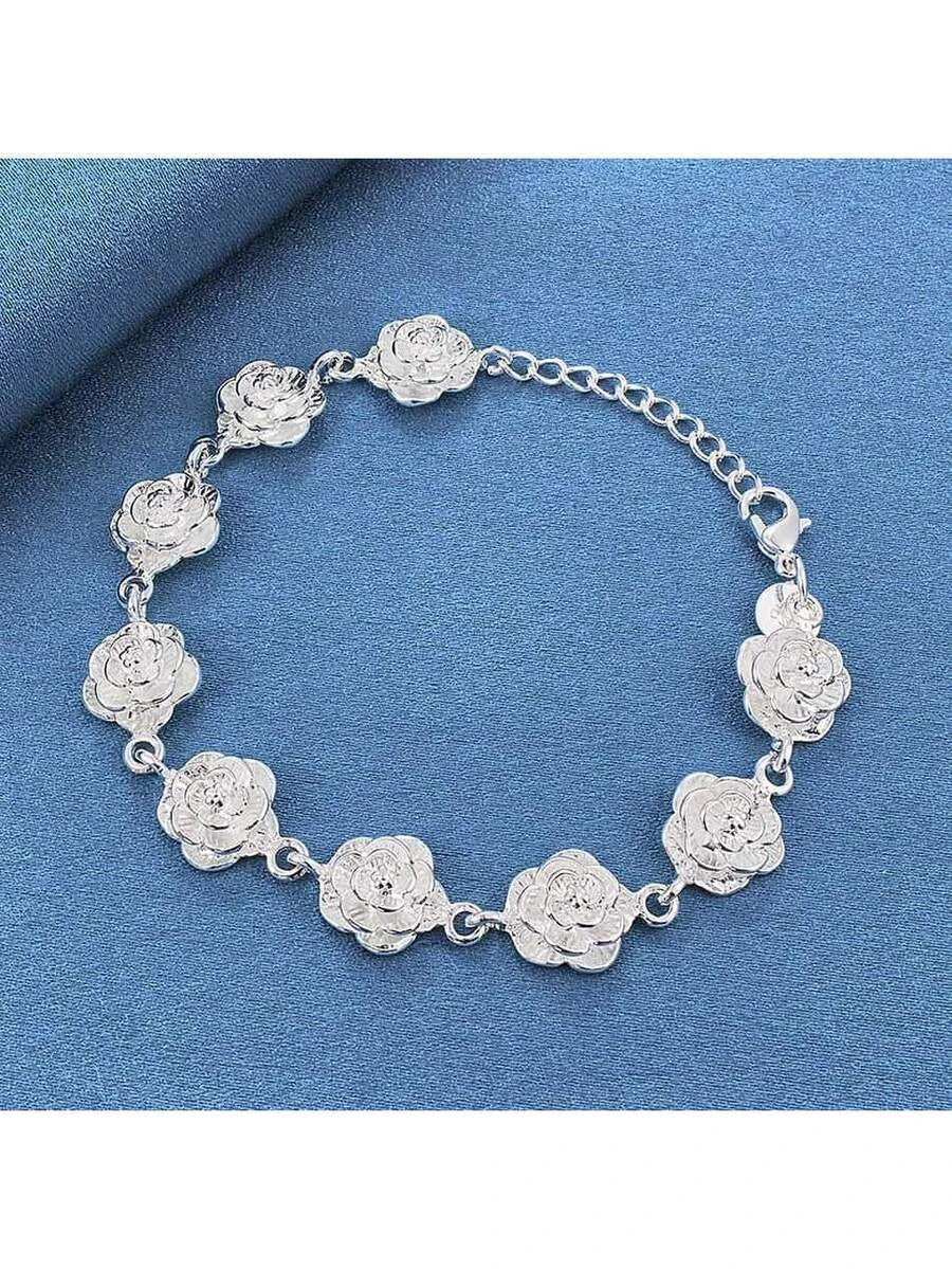 Sterling Silver Plated Rose Bracelet