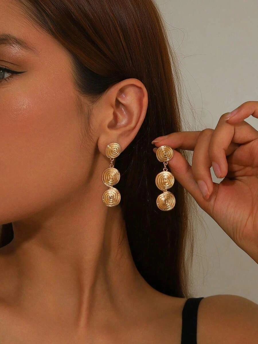 Retro Spiral Swirl Dangle Earrings