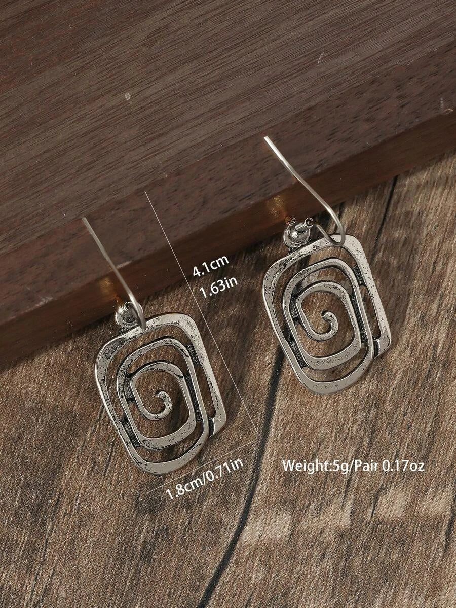 Vintage Inspired Geometric Metal Dangle Earrings