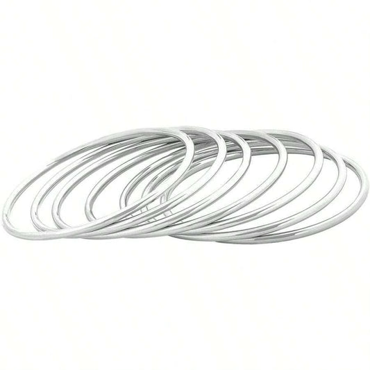 Glossy Thin Round Bangle Bracelet Set