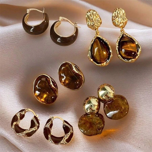 12pcs Vintage Brown Resin Geometric Heart