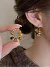 Tiger Eye Beaded Hoop Earrings