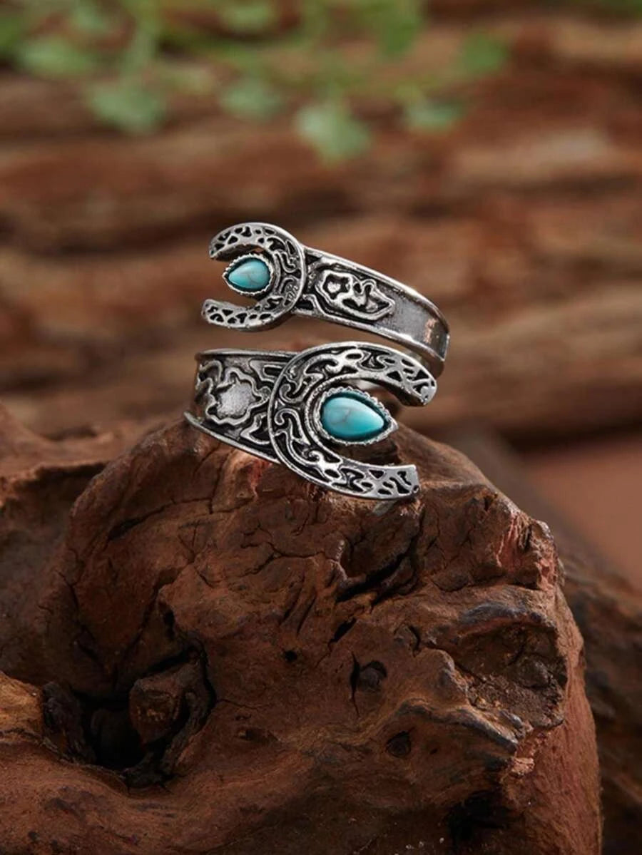 Bohemian Turquoise Couple Ring