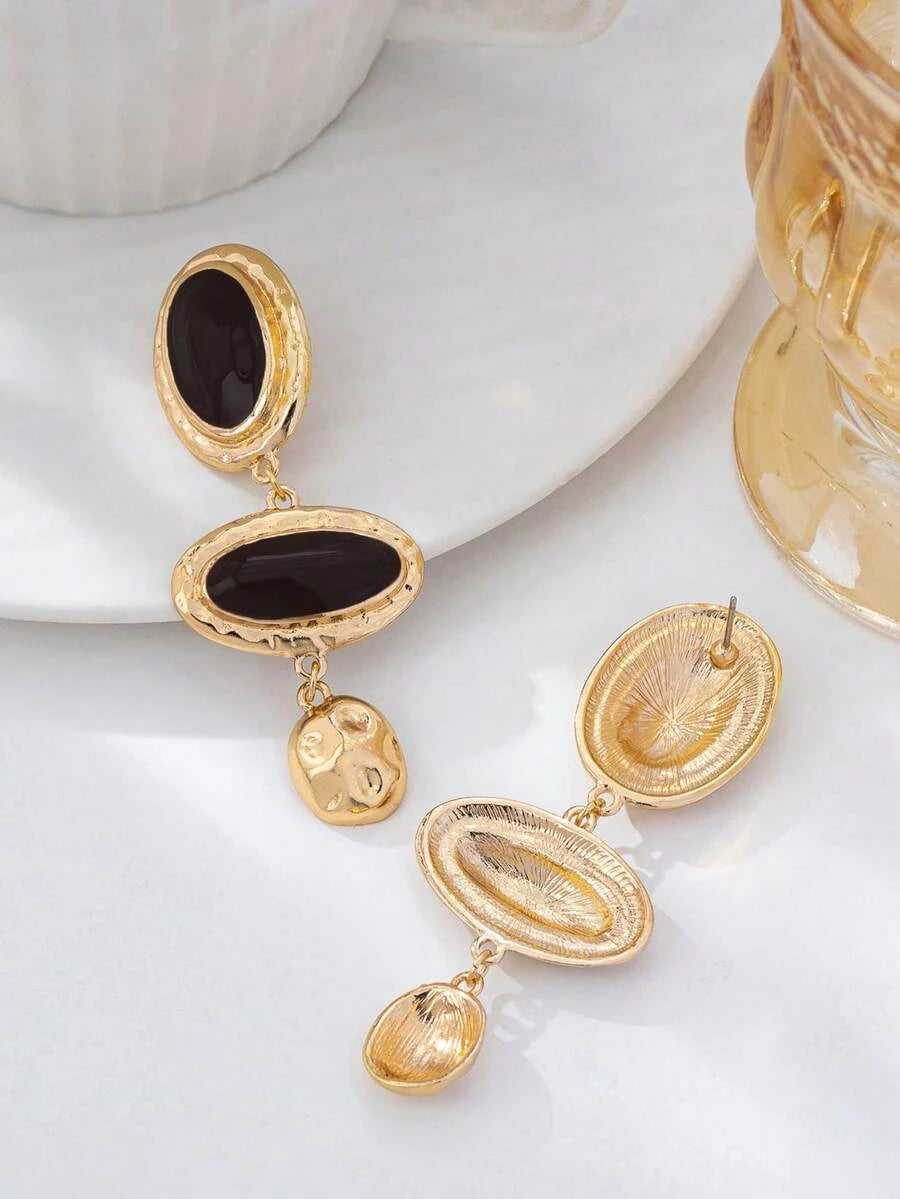 Vintage Palace Asymmetrical Enamel Dangle Earrings