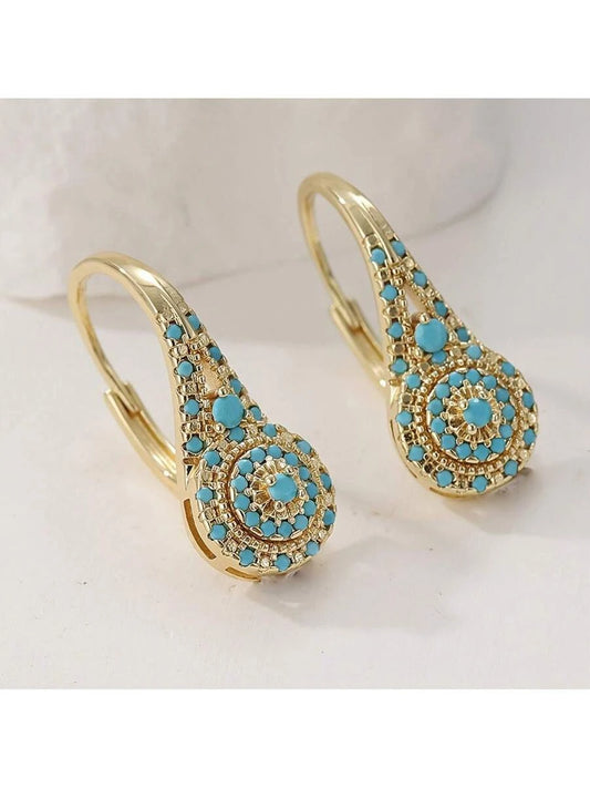 Gold-Plated Turquoise Drop Earrings