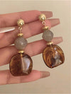 Vintage Asymmetrical Tie Dye Acrylic Long Pendant Earrings