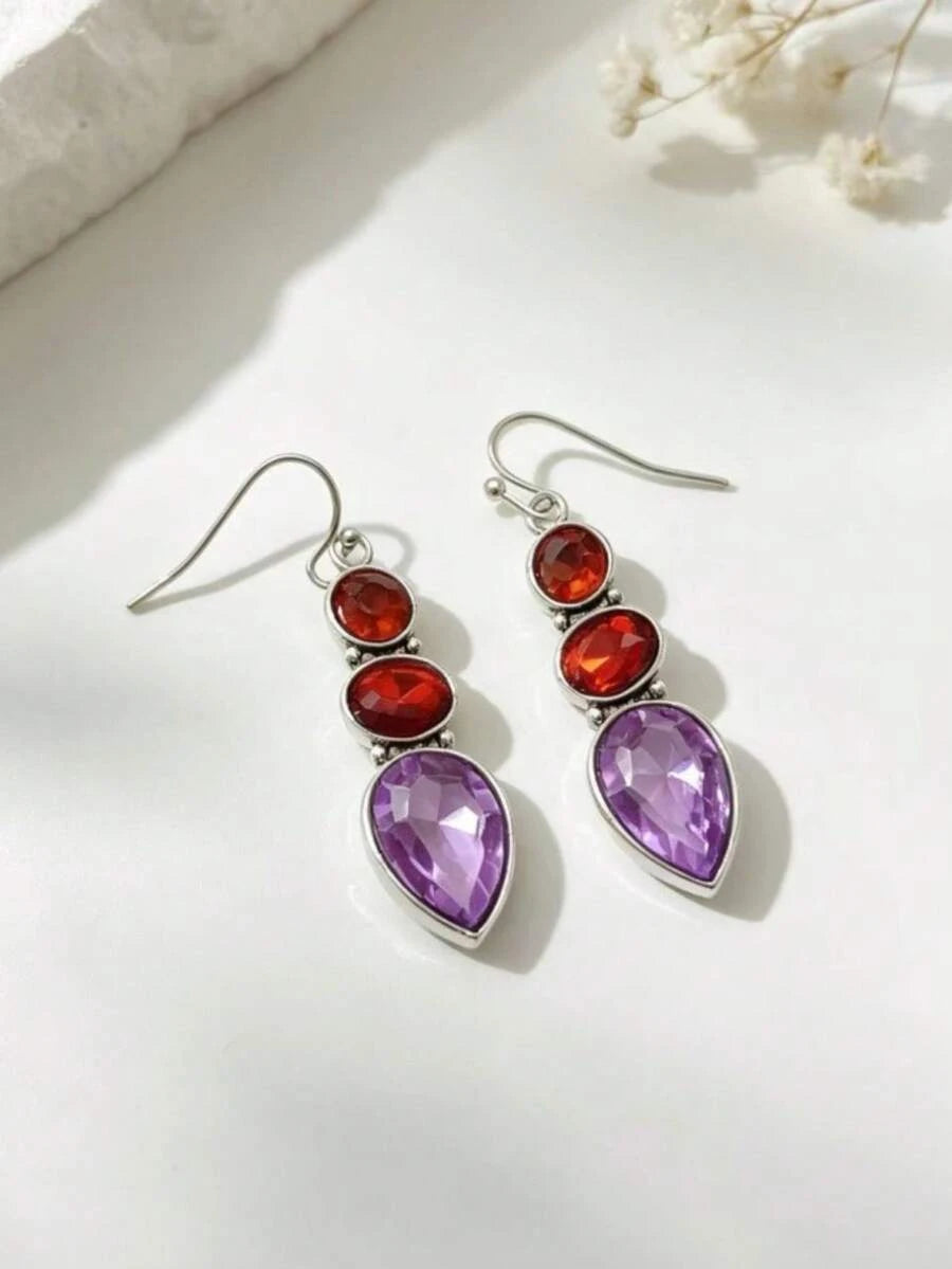 Vintage Bohemian Geometric Rhinestone Pendant Earrings