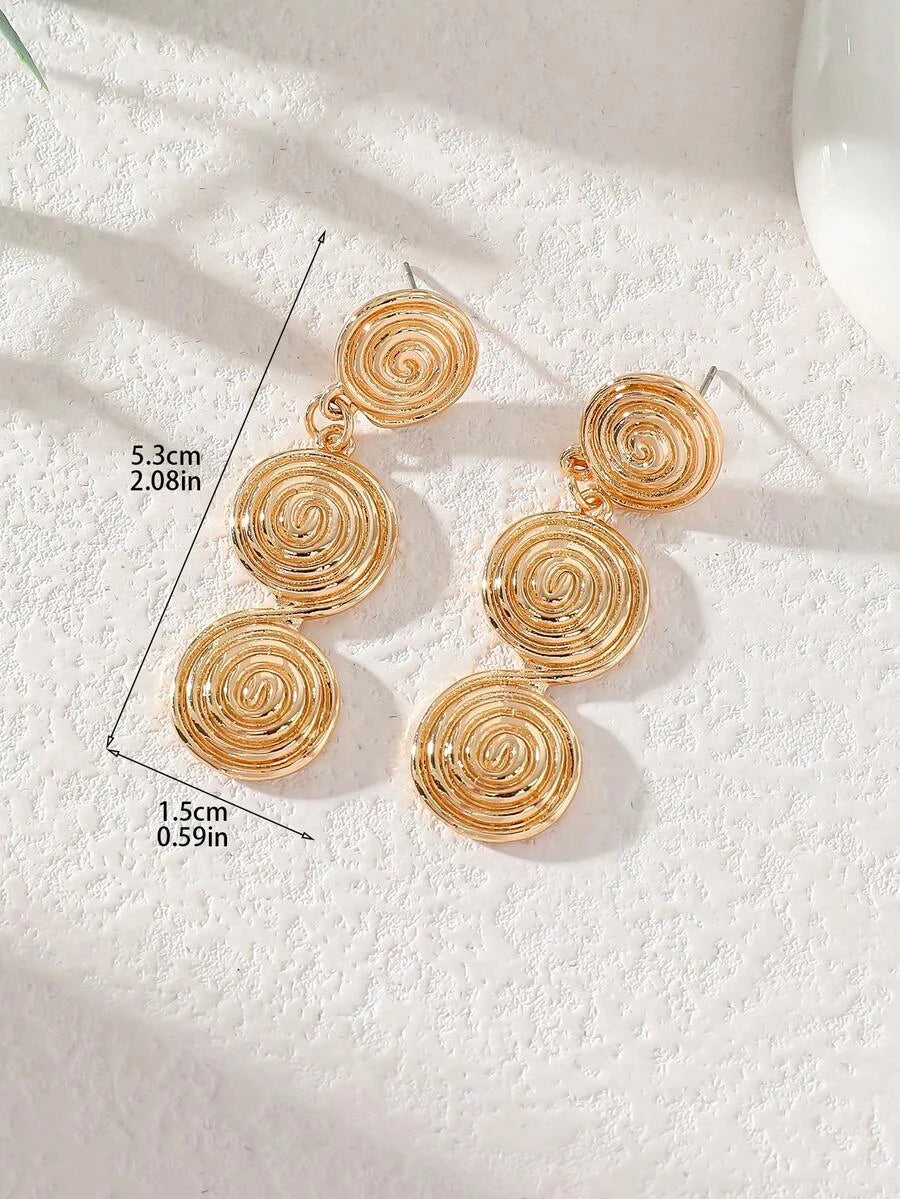 Retro Spiral Swirl Dangle Earrings