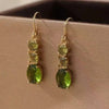 Vintage Bohemian Green Rhinestone Dangle Earrings