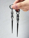 Gothic Black Spiked Long Nail Drop Earrings