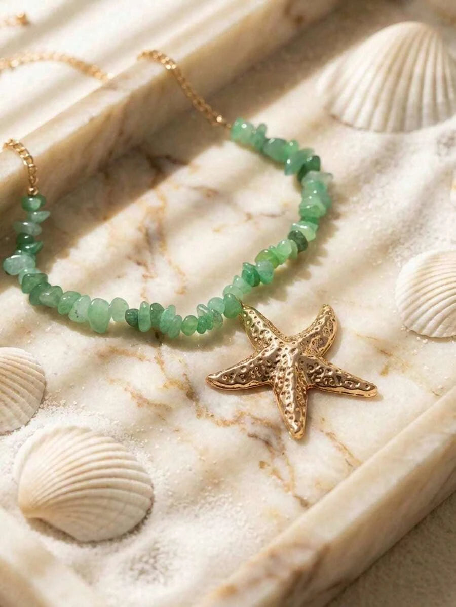 Bohemian Natural Stone Starfish Necklace