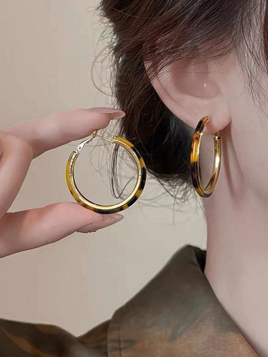 Leopard Print Geometric Hoop Earrings