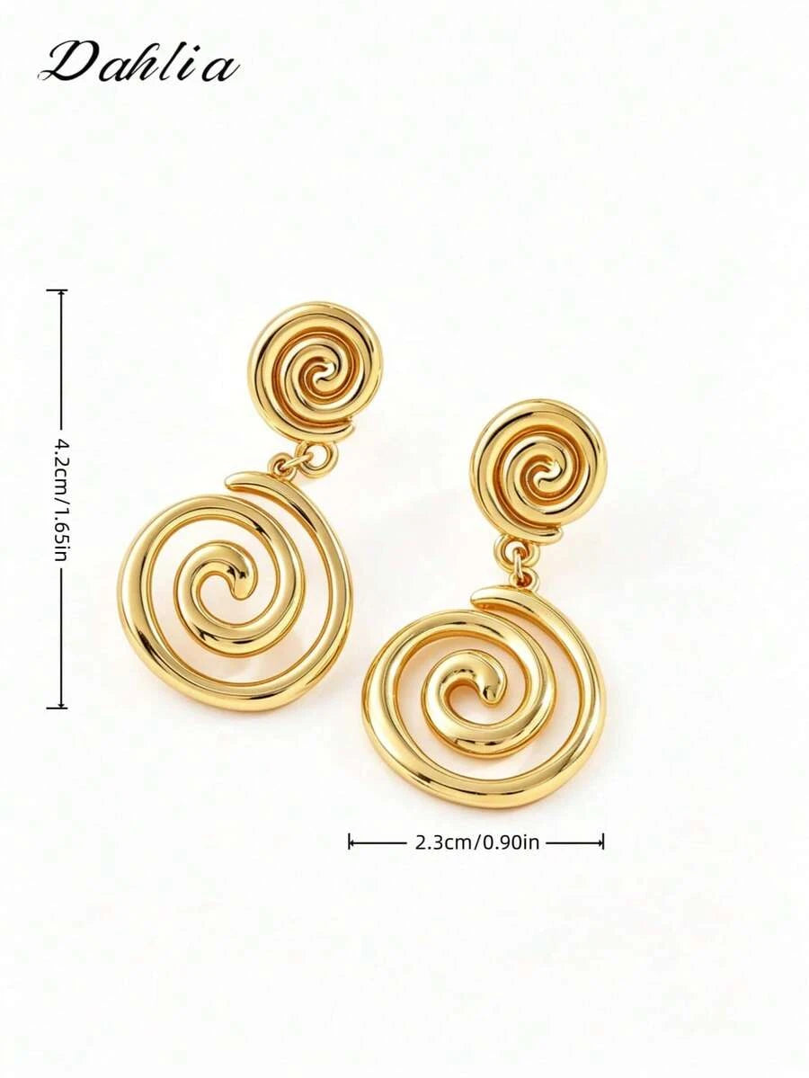 Gold Abstract Swirl Earrings