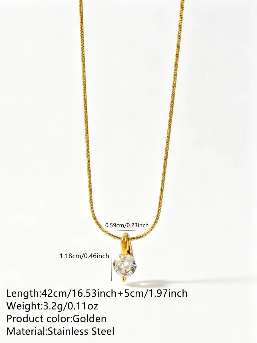 Minimalist Stainless Steel Glass Flower Pendant Necklace