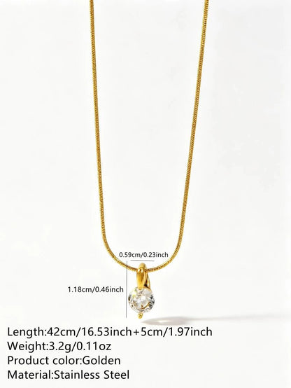 Minimalist Stainless Steel Glass Flower Pendant Necklace
